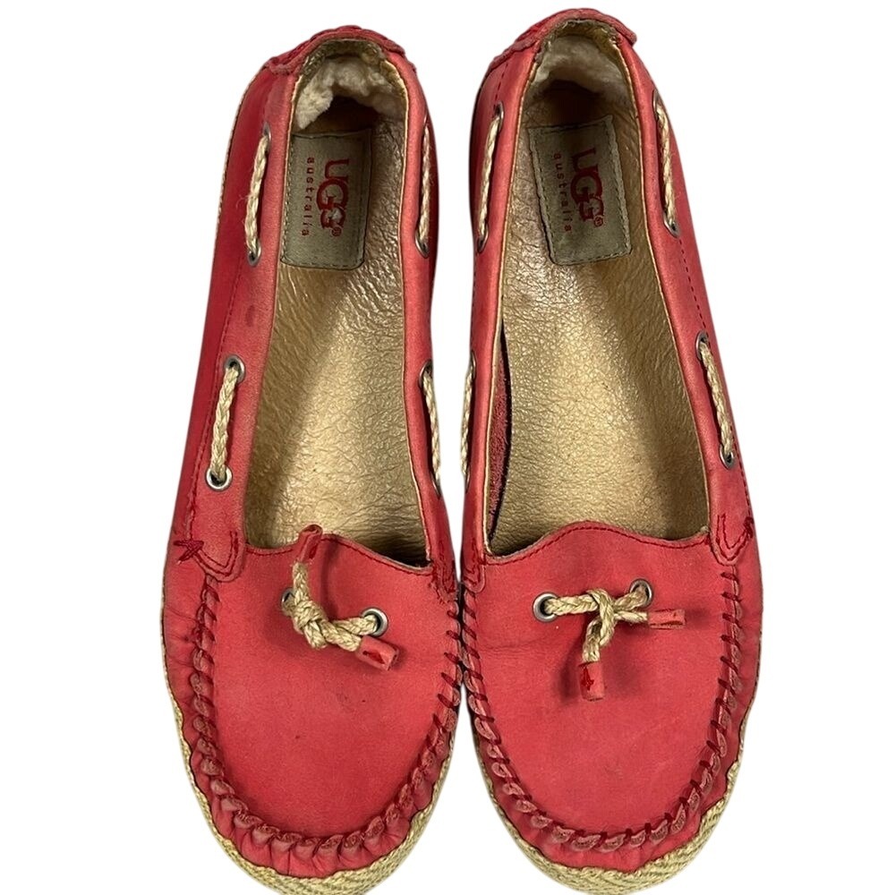 Ugg Austrailian Moccasin Boat Shoe Fur Chivon Slip On Womens Size 8.5 Corral‎
